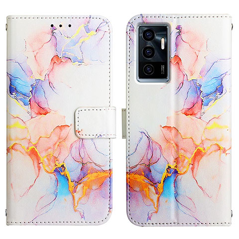 Custodia Portafoglio In Pelle Fantasia Modello Cover con Supporto Y04B per Vivo Y75 4G Blu