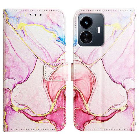 Custodia Portafoglio In Pelle Fantasia Modello Cover con Supporto Y04B per Vivo Y77 5G Rosa