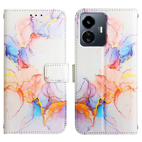 Custodia Portafoglio In Pelle Fantasia Modello Cover con Supporto Y04B per Vivo Y77e t1 Blu