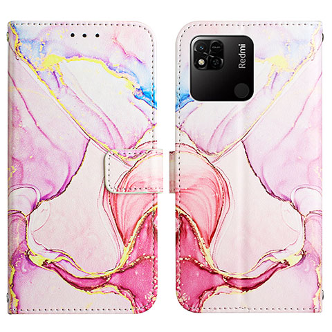 Custodia Portafoglio In Pelle Fantasia Modello Cover con Supporto Y04B per Xiaomi POCO C3 Rosa