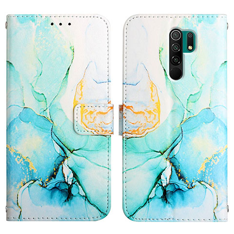 Custodia Portafoglio In Pelle Fantasia Modello Cover con Supporto Y04B per Xiaomi Poco M2 Verde