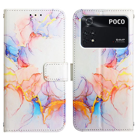 Custodia Portafoglio In Pelle Fantasia Modello Cover con Supporto Y04B per Xiaomi Poco M4 Pro 4G Blu