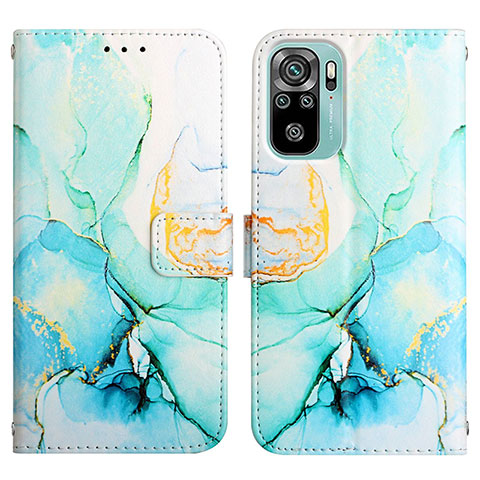 Custodia Portafoglio In Pelle Fantasia Modello Cover con Supporto Y04B per Xiaomi Poco M5S Verde