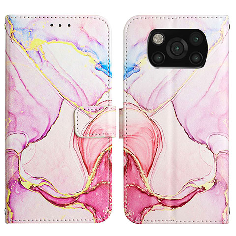 Custodia Portafoglio In Pelle Fantasia Modello Cover con Supporto Y04B per Xiaomi Poco X3 NFC Rosa