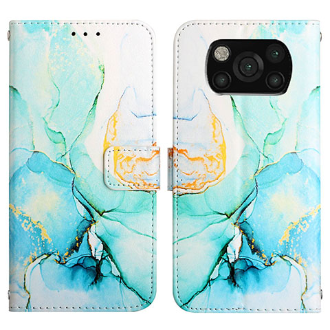 Custodia Portafoglio In Pelle Fantasia Modello Cover con Supporto Y04B per Xiaomi Poco X3 Pro Verde