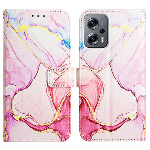 Custodia Portafoglio In Pelle Fantasia Modello Cover con Supporto Y04B per Xiaomi Poco X4 GT 5G Rosa