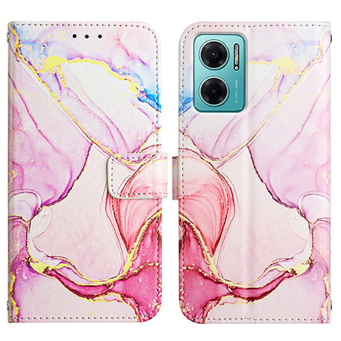 Custodia Portafoglio In Pelle Fantasia Modello Cover con Supporto Y04B per Xiaomi Redmi 10 5G Rosa