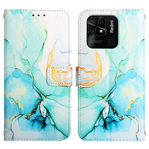 Custodia Portafoglio In Pelle Fantasia Modello Cover con Supporto Y04B per Xiaomi Redmi 10 India Verde