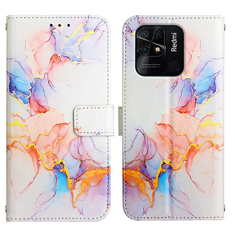 Custodia Portafoglio In Pelle Fantasia Modello Cover con Supporto Y04B per Xiaomi Redmi 10 Power Blu