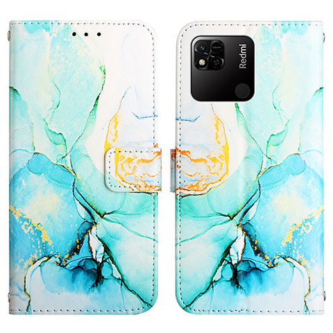 Custodia Portafoglio In Pelle Fantasia Modello Cover con Supporto Y04B per Xiaomi Redmi 9 Activ Verde