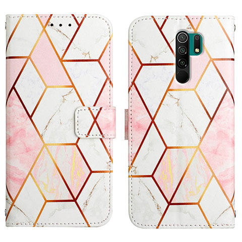 Custodia Portafoglio In Pelle Fantasia Modello Cover con Supporto Y04B per Xiaomi Redmi 9 Bianco