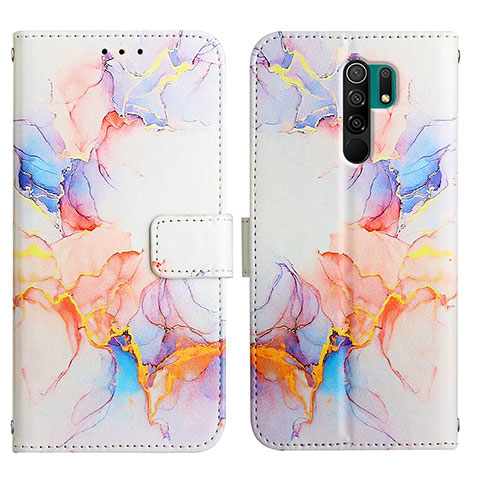 Custodia Portafoglio In Pelle Fantasia Modello Cover con Supporto Y04B per Xiaomi Redmi 9 Blu