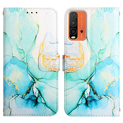 Custodia Portafoglio In Pelle Fantasia Modello Cover con Supporto Y04B per Xiaomi Redmi 9 Power Verde