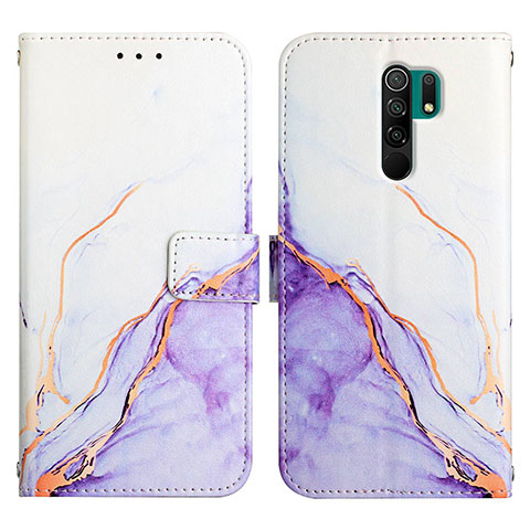 Custodia Portafoglio In Pelle Fantasia Modello Cover con Supporto Y04B per Xiaomi Redmi 9 Prime India Viola