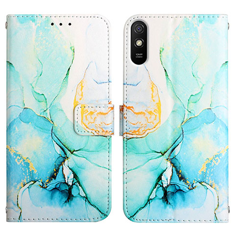 Custodia Portafoglio In Pelle Fantasia Modello Cover con Supporto Y04B per Xiaomi Redmi 9A Verde