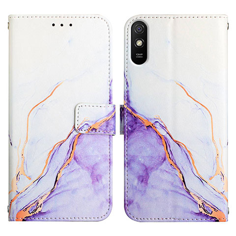 Custodia Portafoglio In Pelle Fantasia Modello Cover con Supporto Y04B per Xiaomi Redmi 9A Viola