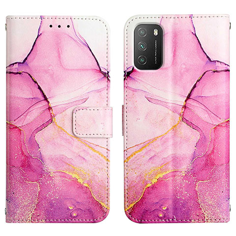 Custodia Portafoglio In Pelle Fantasia Modello Cover con Supporto Y04B per Xiaomi Redmi 9T 4G Rosa Caldo