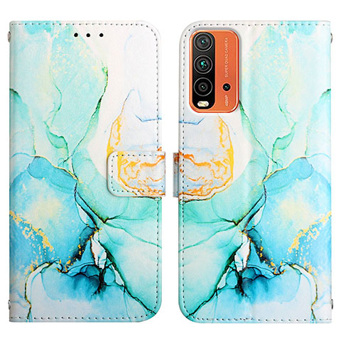 Custodia Portafoglio In Pelle Fantasia Modello Cover con Supporto Y04B per Xiaomi Redmi 9T 4G Verde