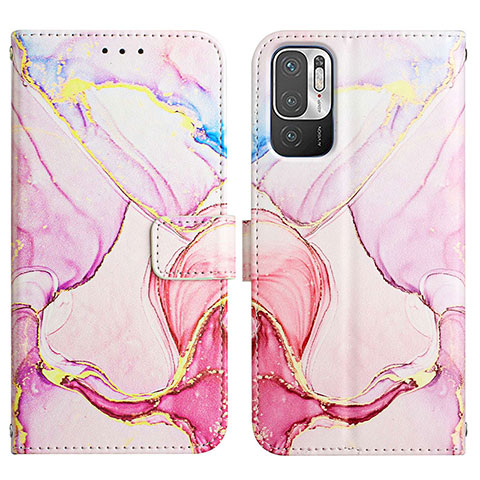 Custodia Portafoglio In Pelle Fantasia Modello Cover con Supporto Y04B per Xiaomi Redmi Note 10 5G Rosa