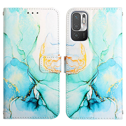 Custodia Portafoglio In Pelle Fantasia Modello Cover con Supporto Y04B per Xiaomi Redmi Note 10 5G Verde