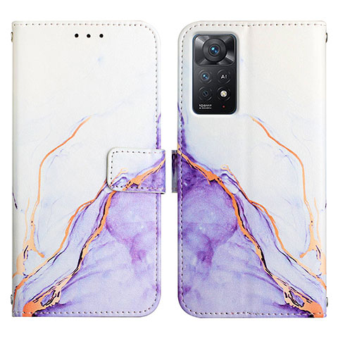 Custodia Portafoglio In Pelle Fantasia Modello Cover con Supporto Y04B per Xiaomi Redmi Note 11 Pro 5G Viola