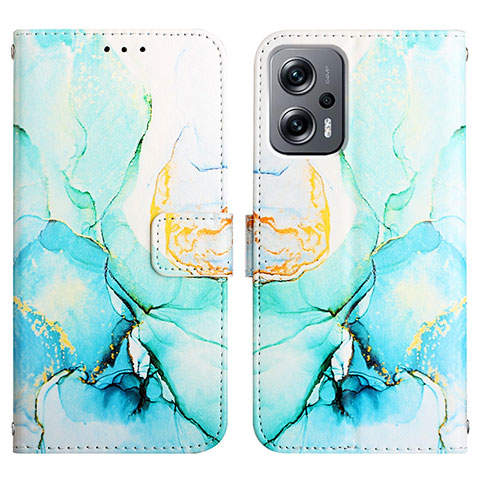 Custodia Portafoglio In Pelle Fantasia Modello Cover con Supporto Y04B per Xiaomi Redmi Note 11T Pro 5G Verde