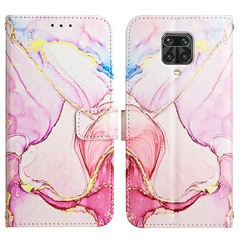 Custodia Portafoglio In Pelle Fantasia Modello Cover con Supporto Y04B per Xiaomi Redmi Note 9 Pro Rosa