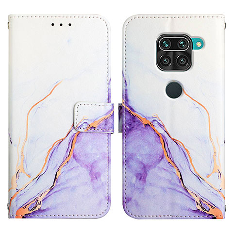 Custodia Portafoglio In Pelle Fantasia Modello Cover con Supporto Y04B per Xiaomi Redmi Note 9 Viola