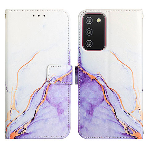 Custodia Portafoglio In Pelle Fantasia Modello Cover con Supporto Y05B per Samsung Galaxy A03s Lavanda