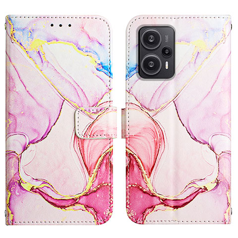 Custodia Portafoglio In Pelle Fantasia Modello Cover con Supporto YB1 per Xiaomi Poco F5 5G Rosa