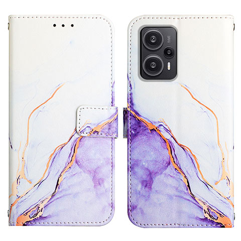 Custodia Portafoglio In Pelle Fantasia Modello Cover con Supporto YB1 per Xiaomi Poco F5 5G Viola