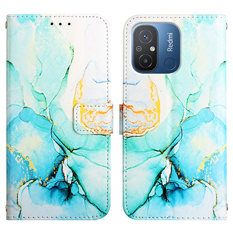 Custodia Portafoglio In Pelle Fantasia Modello Cover con Supporto YB1 per Xiaomi Redmi 12C 4G Verde