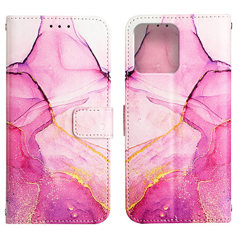 Custodia Portafoglio In Pelle Fantasia Modello Cover con Supporto YB4 per Motorola Moto Edge Plus (2023) 5G Rosa Caldo