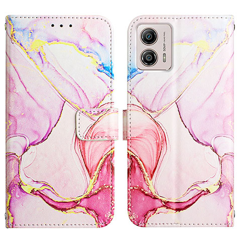 Custodia Portafoglio In Pelle Fantasia Modello Cover con Supporto YB4 per Motorola Moto G53 5G Rosa