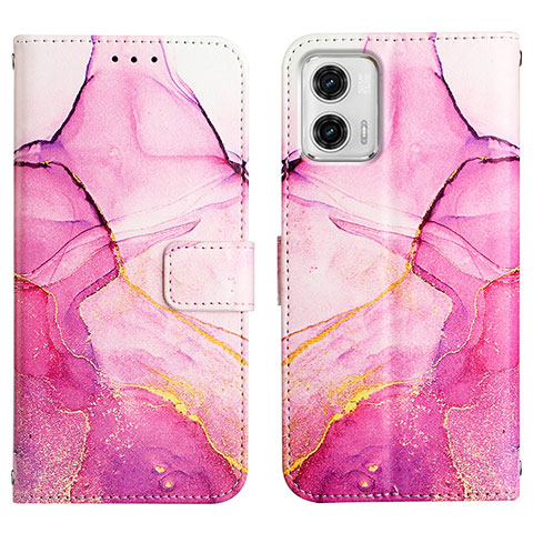 Custodia Portafoglio In Pelle Fantasia Modello Cover con Supporto YB4 per Motorola Moto G73 5G Rosa Caldo