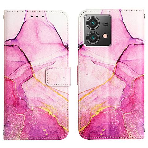 Custodia Portafoglio In Pelle Fantasia Modello Cover con Supporto YB4 per Motorola Moto G84 5G Rosa Caldo