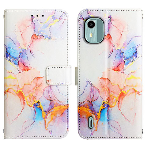 Custodia Portafoglio In Pelle Fantasia Modello Cover con Supporto YB4 per Nokia C12 Plus Blu