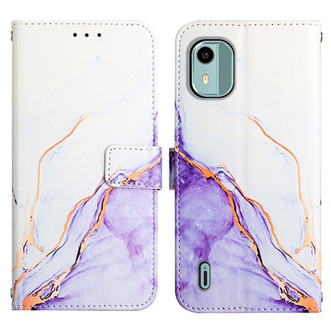 Custodia Portafoglio In Pelle Fantasia Modello Cover con Supporto YB4 per Nokia C12 Plus Viola