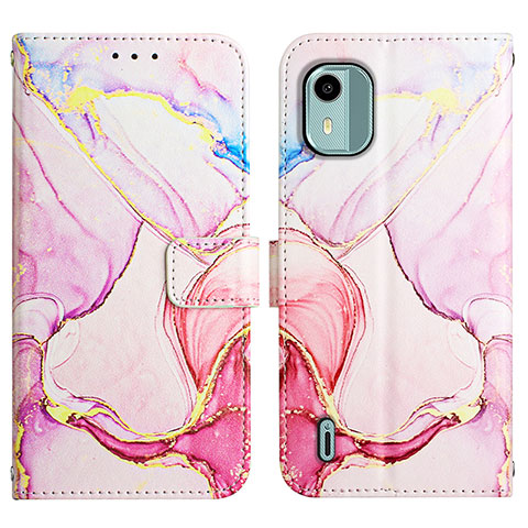 Custodia Portafoglio In Pelle Fantasia Modello Cover con Supporto YB4 per Nokia C12 Rosa