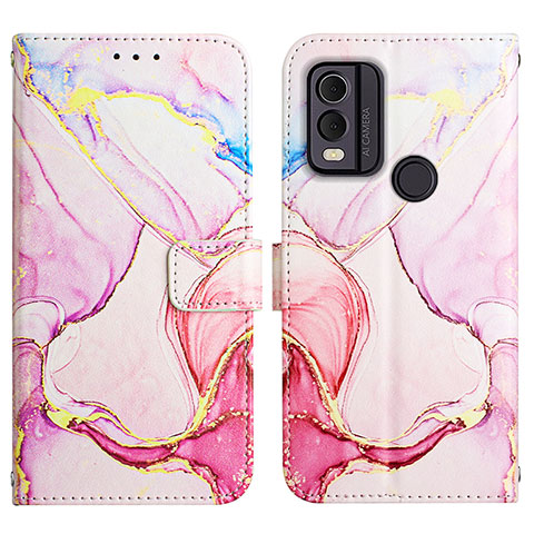 Custodia Portafoglio In Pelle Fantasia Modello Cover con Supporto YB4 per Nokia C22 Rosa