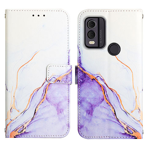 Custodia Portafoglio In Pelle Fantasia Modello Cover con Supporto YB4 per Nokia C22 Viola