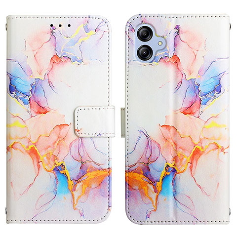 Custodia Portafoglio In Pelle Fantasia Modello Cover con Supporto YB4 per Samsung Galaxy F04 Blu