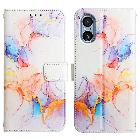 Custodia Portafoglio In Pelle Fantasia Modello Cover con Supporto YB4 per Sony Xperia 5 V Blu