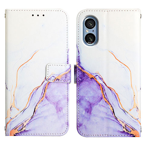 Custodia Portafoglio In Pelle Fantasia Modello Cover con Supporto YB4 per Sony Xperia 5 V Viola