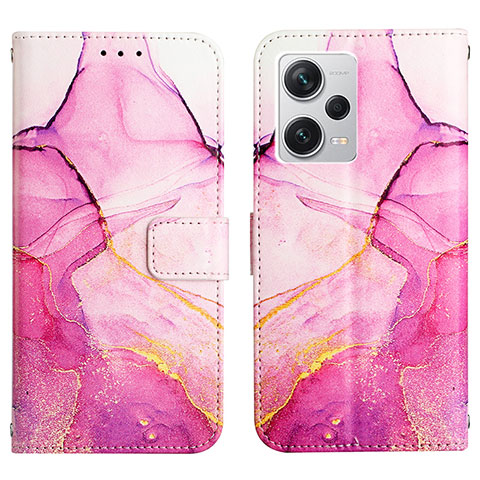 Custodia Portafoglio In Pelle Fantasia Modello Cover con Supporto YB4 per Xiaomi Redmi Note 12 Pro+ Plus 5G Rosa Caldo