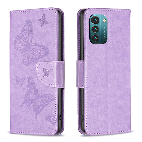 Custodia Portafoglio In Pelle Farfalla Cover con Supporto B01F per Nokia G11 Lavanda