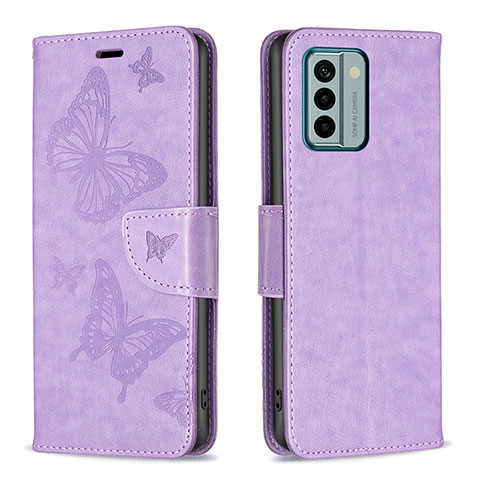 Custodia Portafoglio In Pelle Farfalla Cover con Supporto B01F per Nokia G22 Lavanda