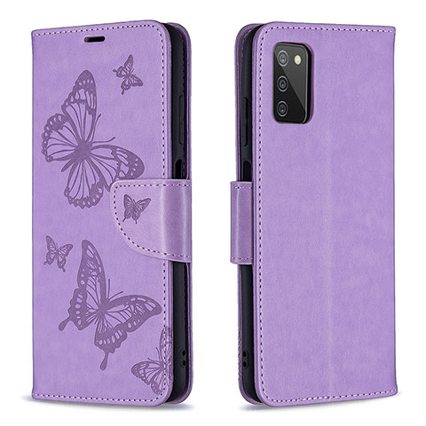 Custodia Portafoglio In Pelle Farfalla Cover con Supporto B01F per Samsung Galaxy A03s Lavanda