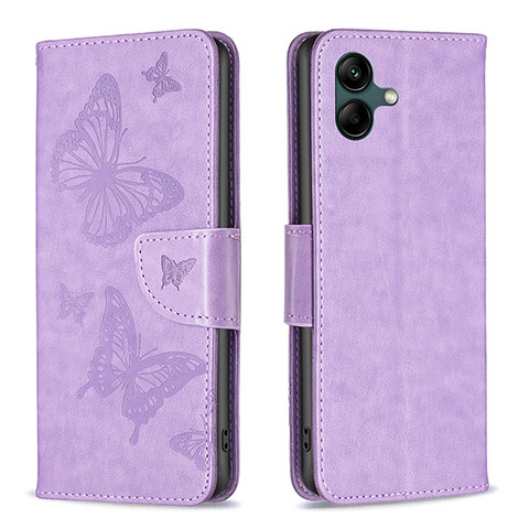 Custodia Portafoglio In Pelle Farfalla Cover con Supporto B01F per Samsung Galaxy A04E Lavanda