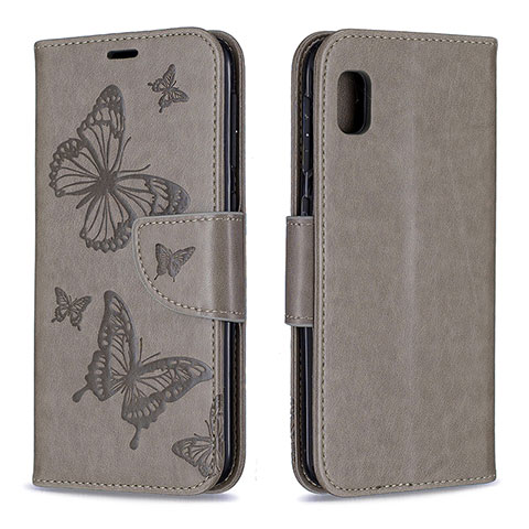 Custodia Portafoglio In Pelle Farfalla Cover con Supporto B01F per Samsung Galaxy A10e Grigio